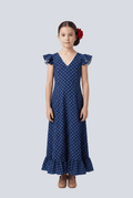 Traje flamenca niña marino lunar blanco - Lunares del Este
