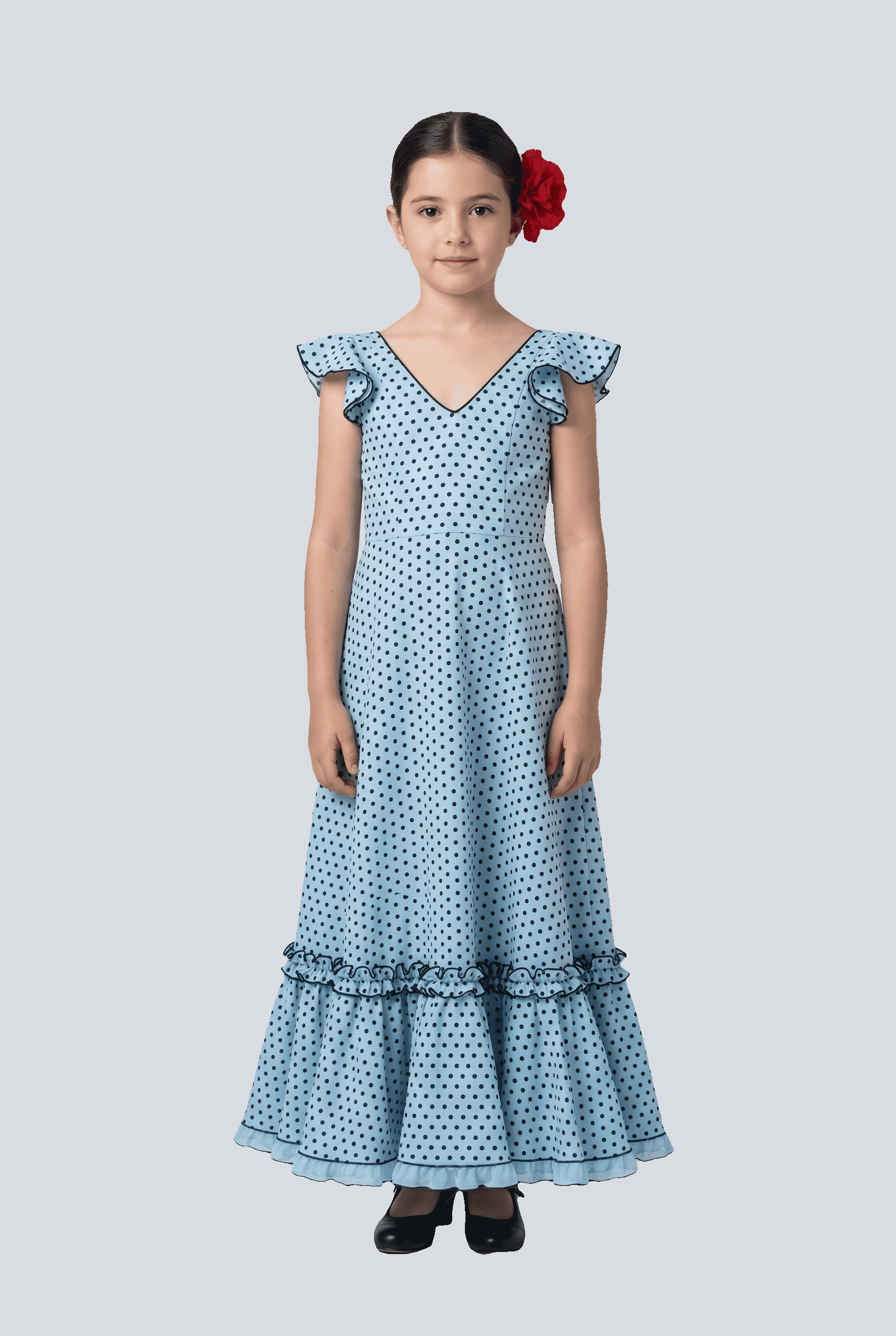 Traje flamenca niña celeste - Lunares del Este