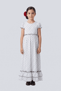 Traje flamenca niña gris lunar largo - Lunares del Este