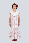Traje flamenca niña blanco lunar rojo farol - Lunares del Este
