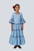Traje flamenca niña azul lunar - Lunares del Este