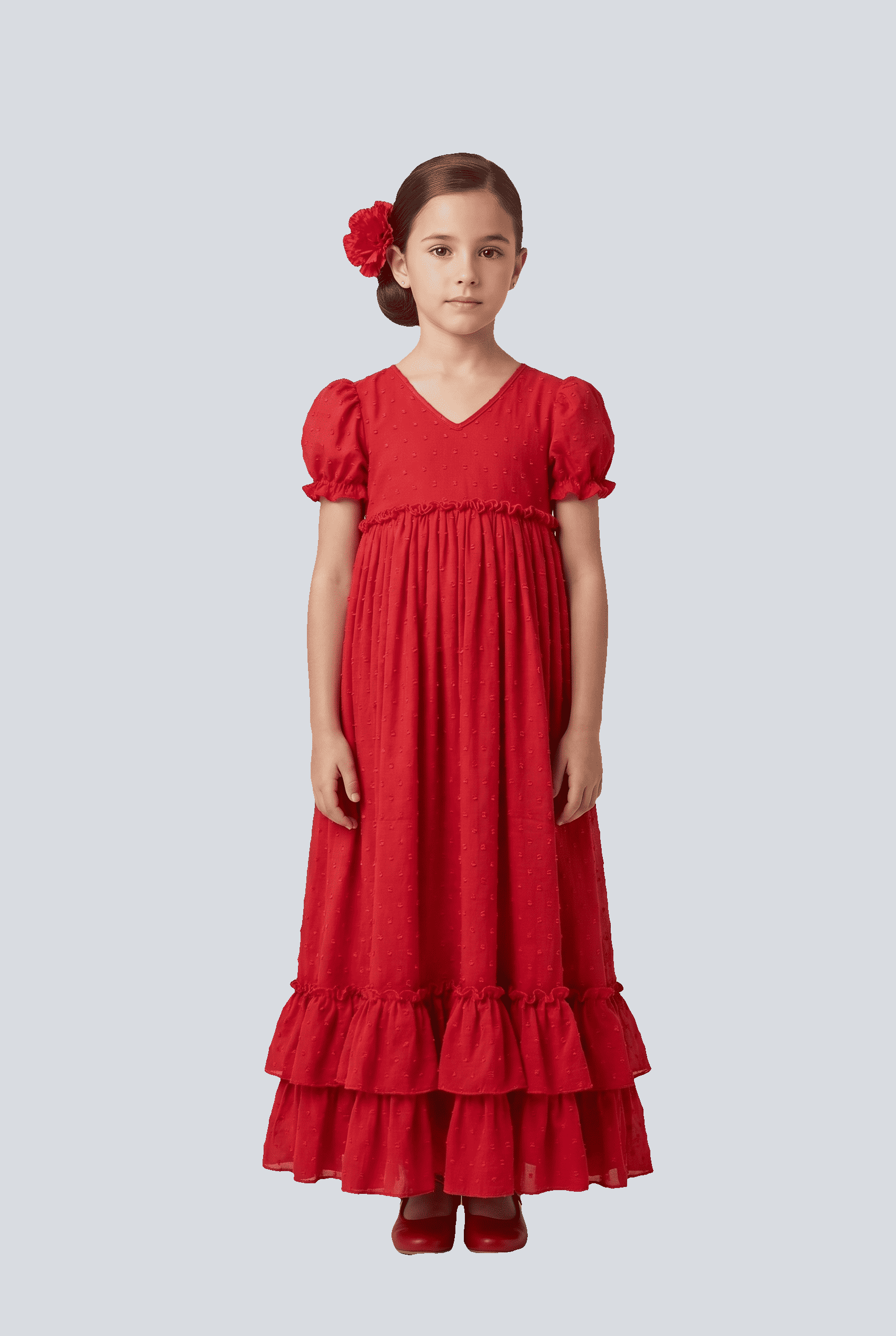 Traje flamenca niña rojo - Lunares del Este