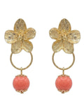 Pendiente flor bolita coral - Lunares del Este