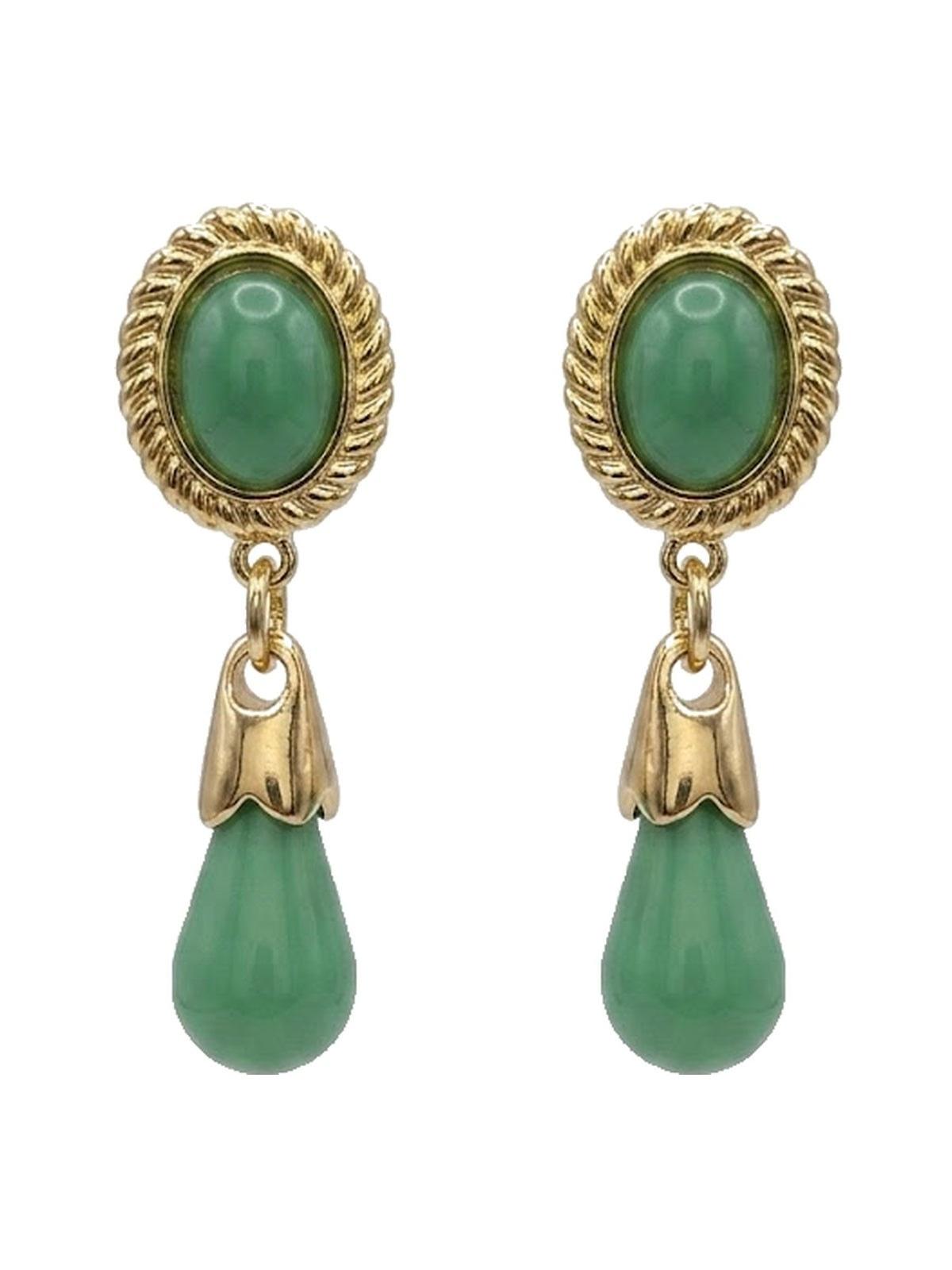 Pendiente lágrima pequeña niña verde - Lunares del Este
