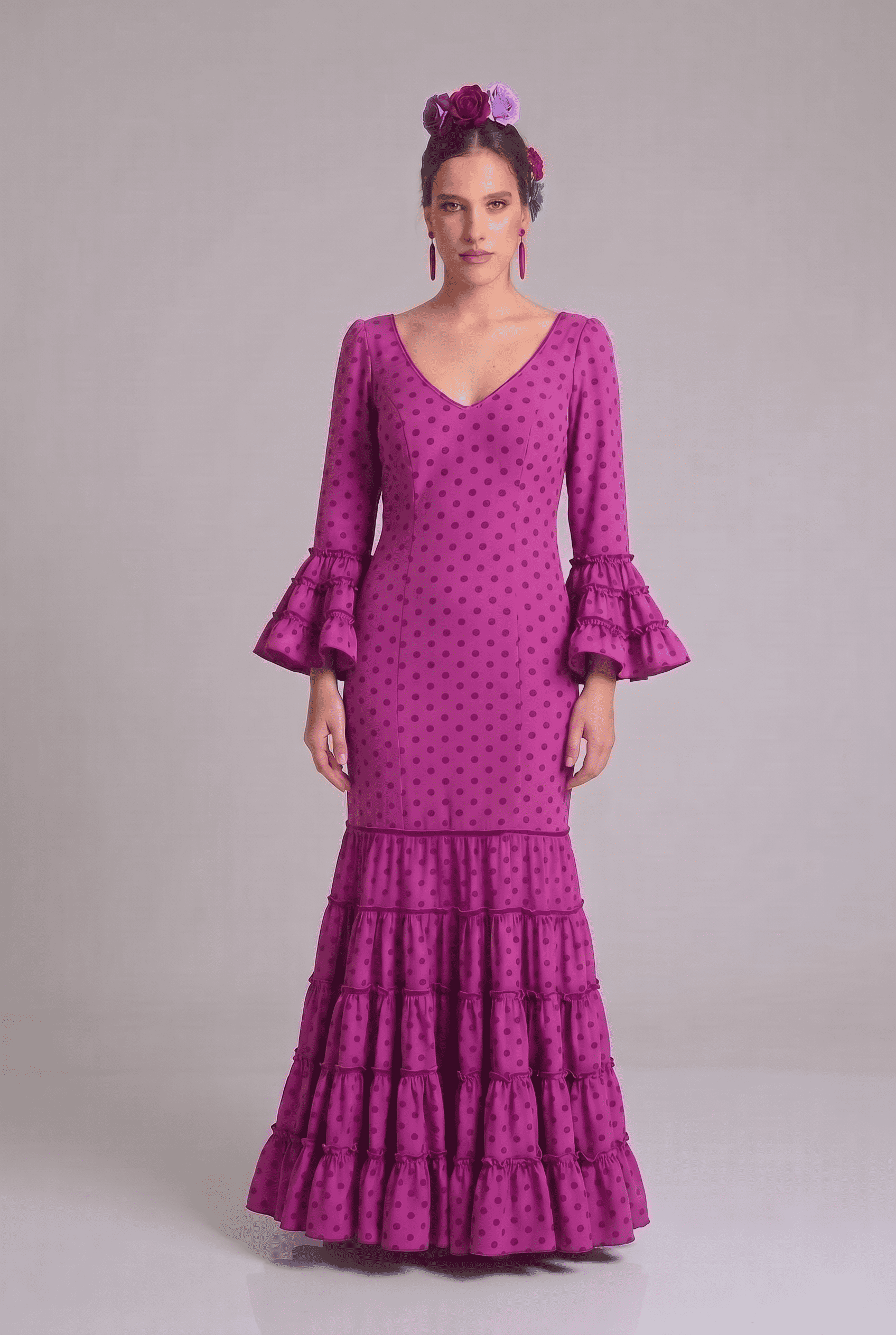 Traje flamenca cordoba buganvilla lunar granate - Lunares del Este