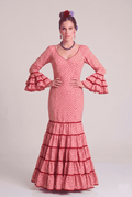 Traje flamenca cordoba rosa lunar granate - Lunares del Este