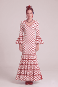 Traje flamenca rosalia blanco lunar rojo - Lunares del Este