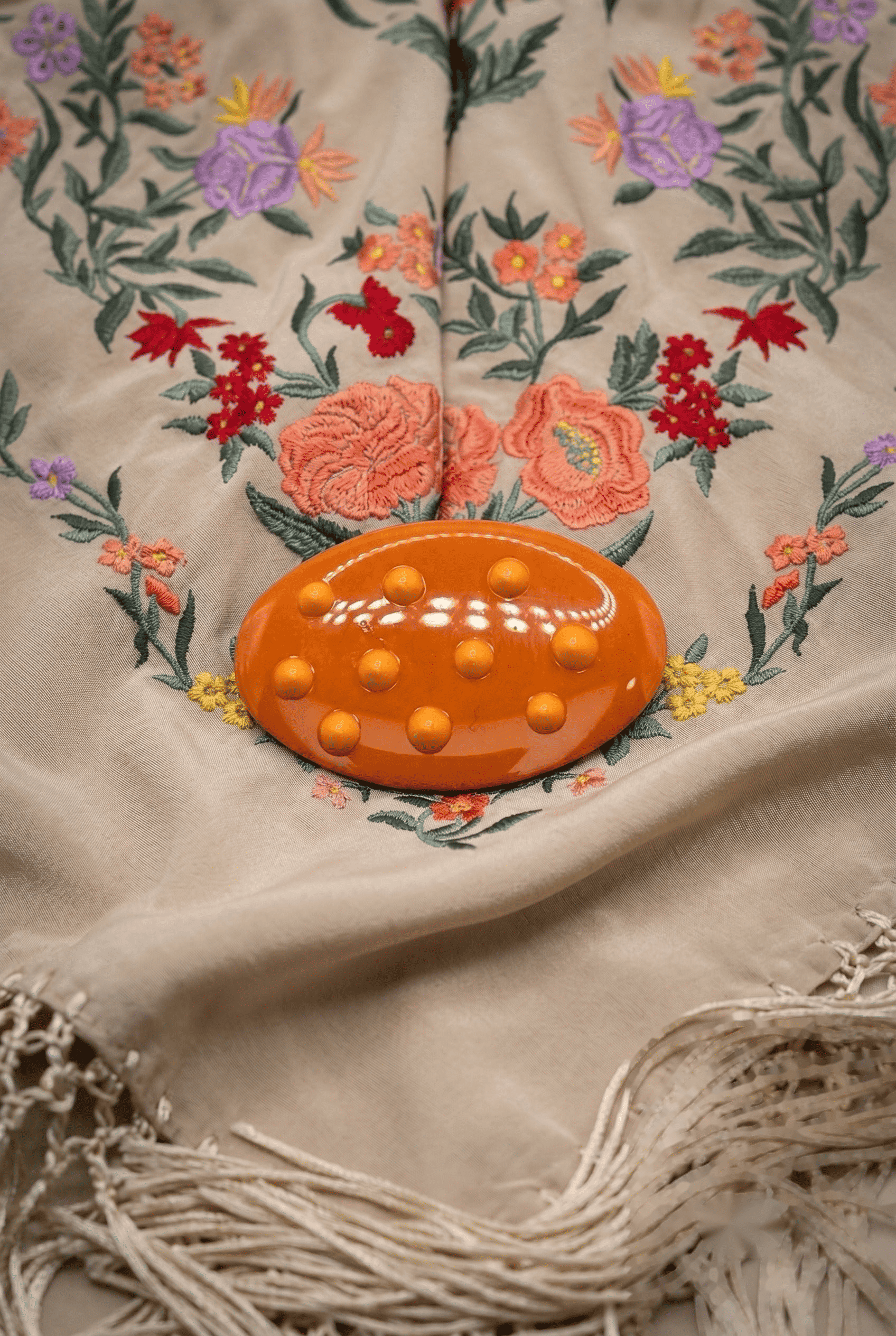 Broche mini puntitos naranja niña - Lunares del Este