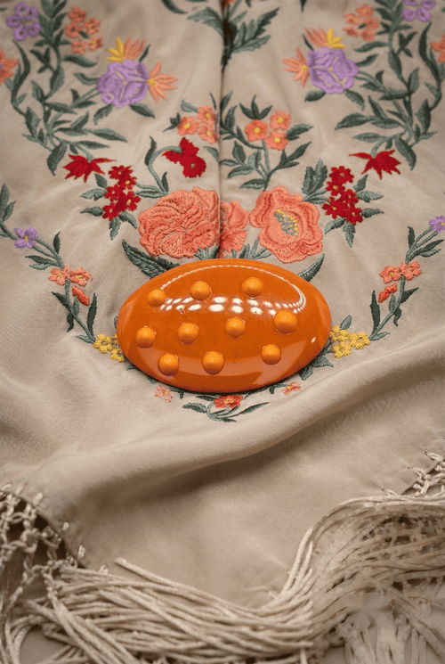 Broche mini puntitos naranja niña - Lunares del Este
