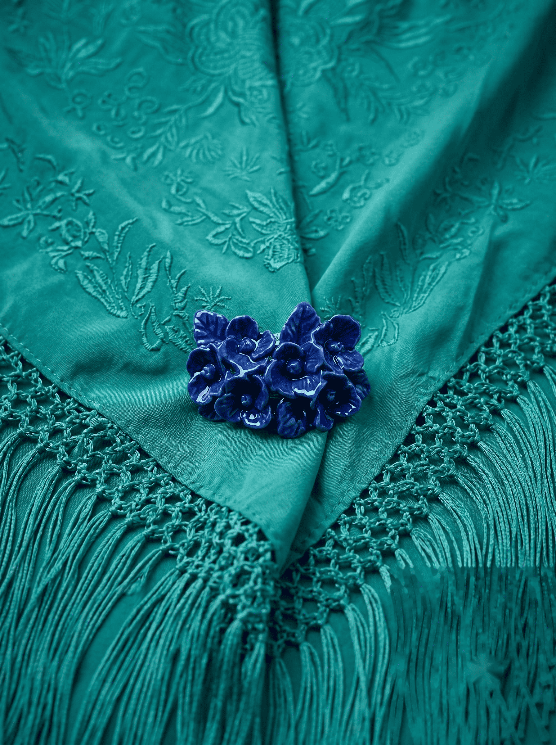 Broche flor azulina niña - Lunares del Este