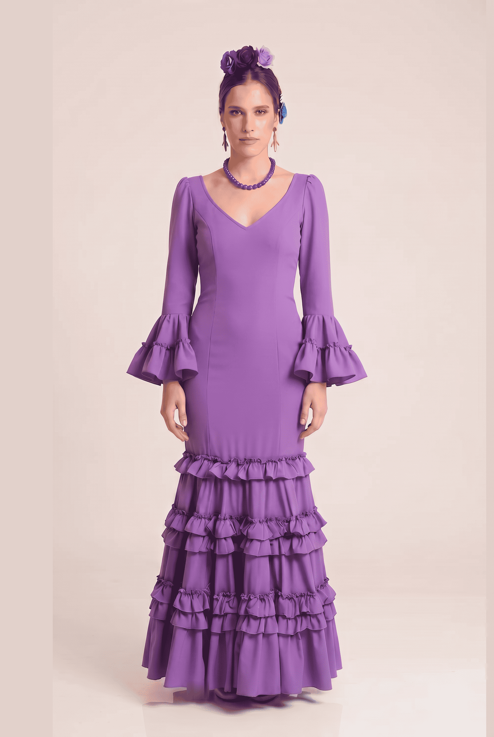 Traje flamenca granada lila - Lunares del Este