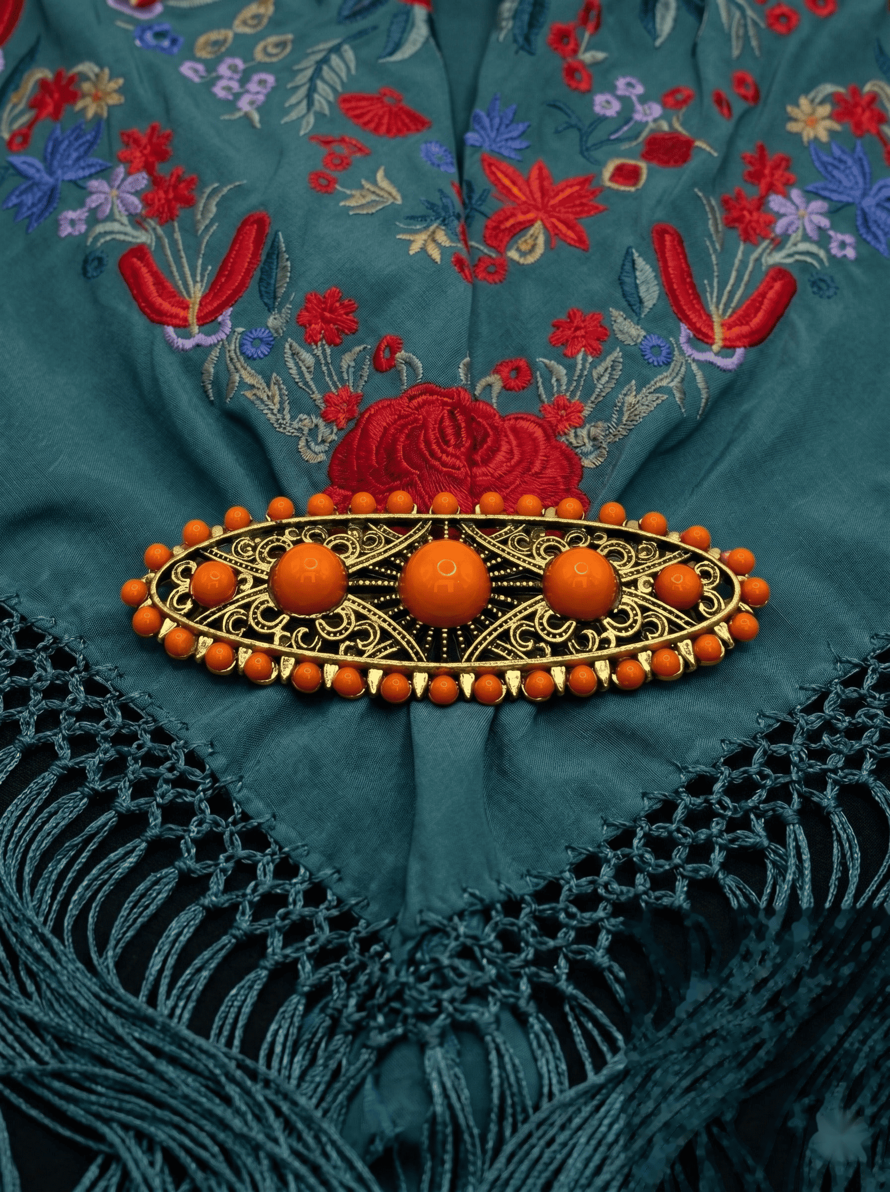 Broche antiguo envejecido naranja - Lunares del Este