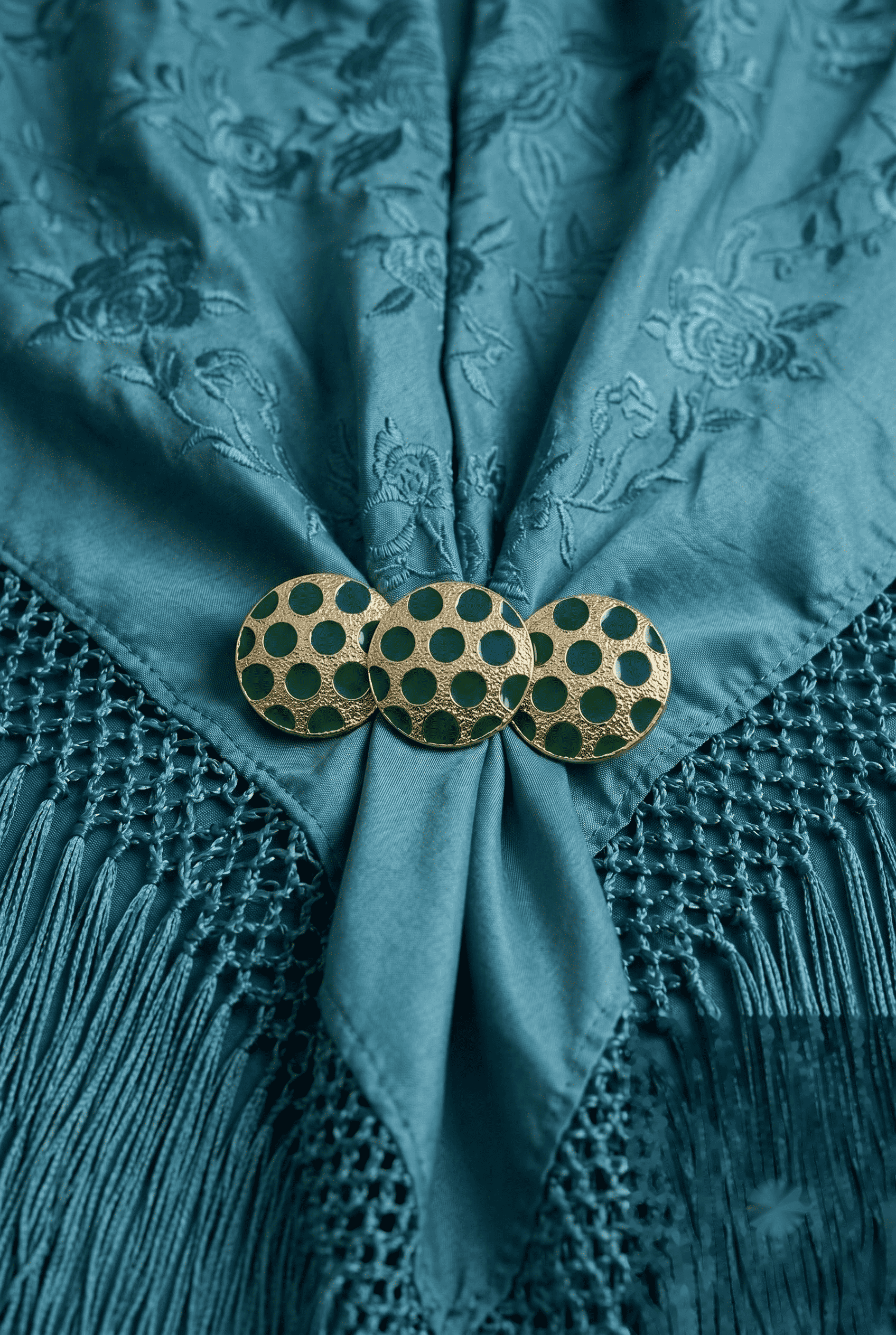 Broche circulos verde dorado - Lunares del Este
