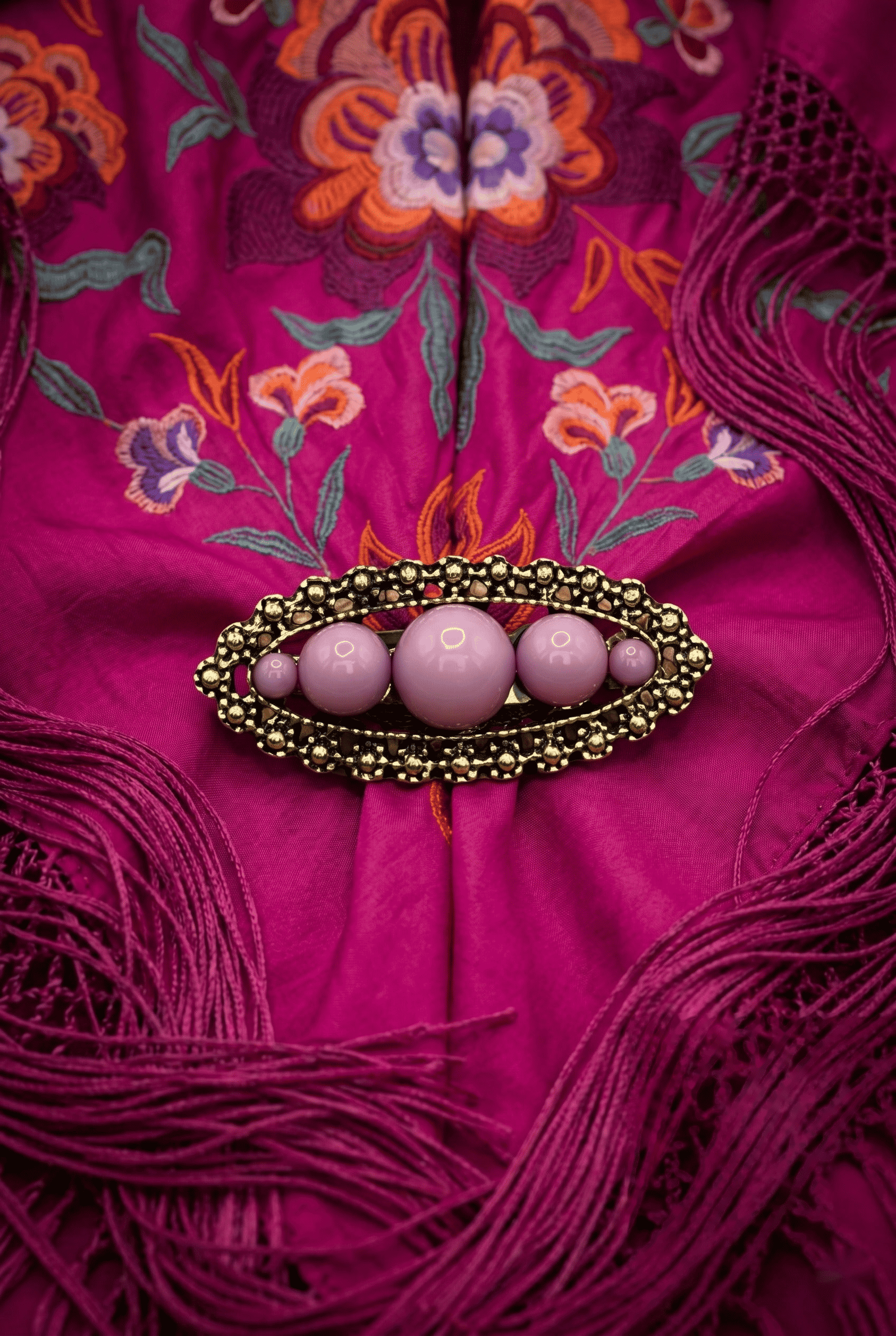 Broche antiguo rosa niña - Lunares del Este