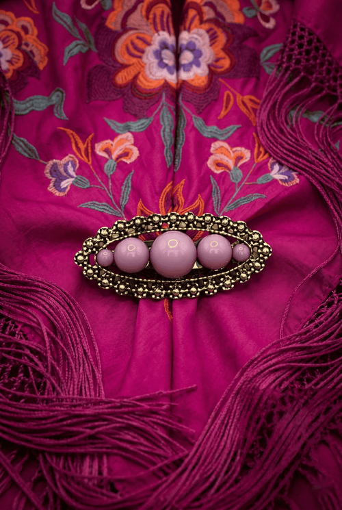 Broche antiguo rosa niña - Lunares del Este