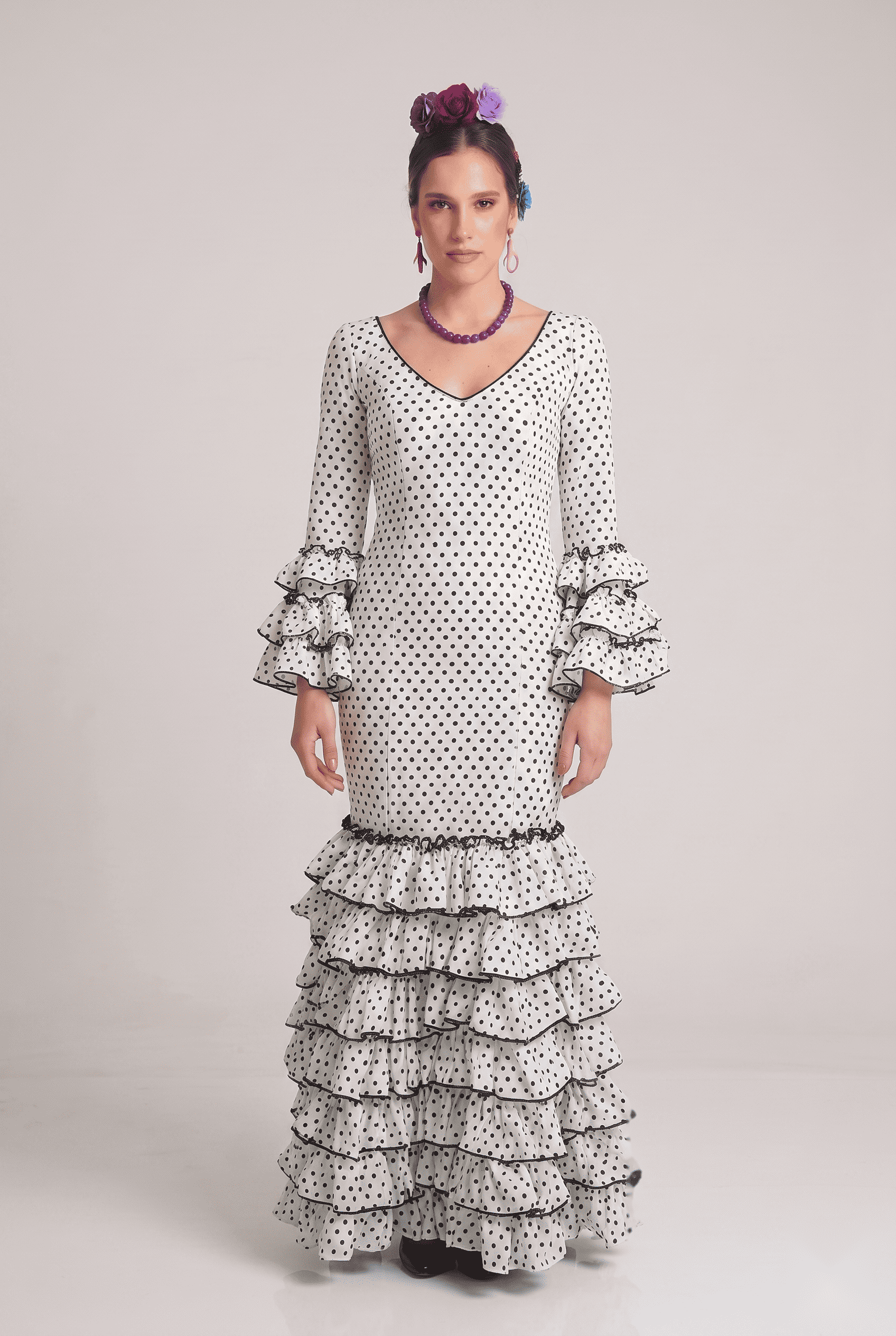 Traje flamenca sevilla blanco - Lunares del Este