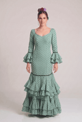Traje flamenca málaga verde lunar azul - Lunares del Este