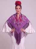 MANTÓN ALGODÓN MARTA LILA BORDADO BUGANVILLA