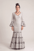 Traje flamenca cordoba blanco lunar negro - Lunares del Este