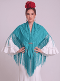 MANTÓN ALGODÓN RAQUEL TURQUESA BORDADO TURQUESA