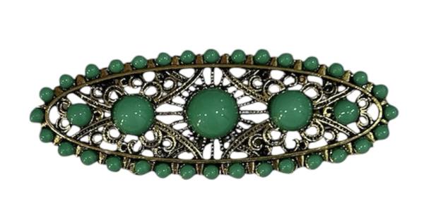 Broche Ovalado Cobre Verde