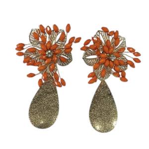 Pendiente piedras naranja
