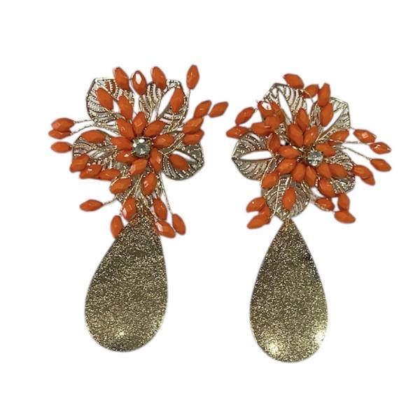 Pendiente piedras naranja