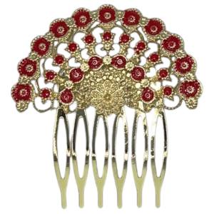 Peina Abanico Color Rojo