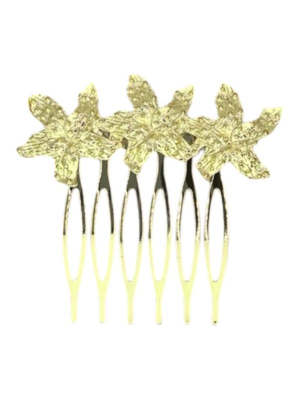 Peina Triple Flor Dorado JULIA